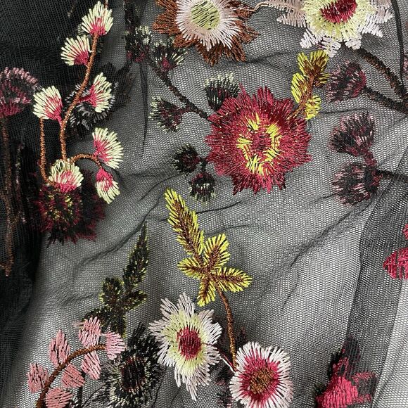 Tunic Dress Embroidered Floral Mesh Bishop Sleeves Mini  Romantic Cute Goth-L - Picture 8 of 12